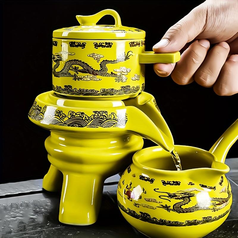 1 комплект, ленивый чайный сервиз, магнитная отвод воды, вращающаяся крышка, чаша, чайник, автоматический чайник с китайским драконом, чайные чашки, чайный поднос для домашних животных, китайский кунг-фу тэ