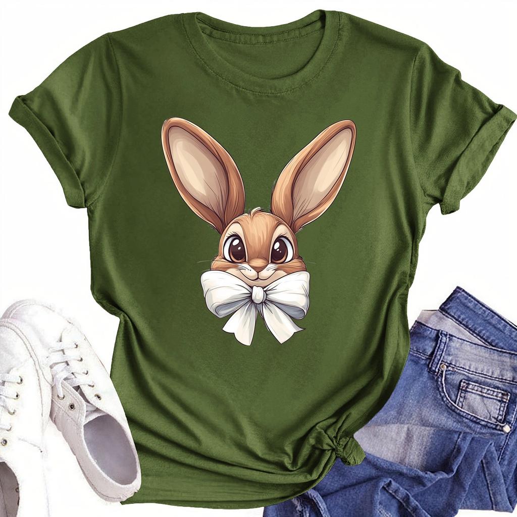 Women's Round Neck Casual Printed Short-sleeved T-shirt Top