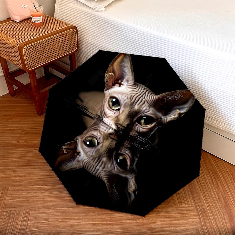 Узор с черной бесшерстной кошкой, автоматический складной зонт, портативная и складная конструкция, 8 спиц, рождественский или день рождения подарок.