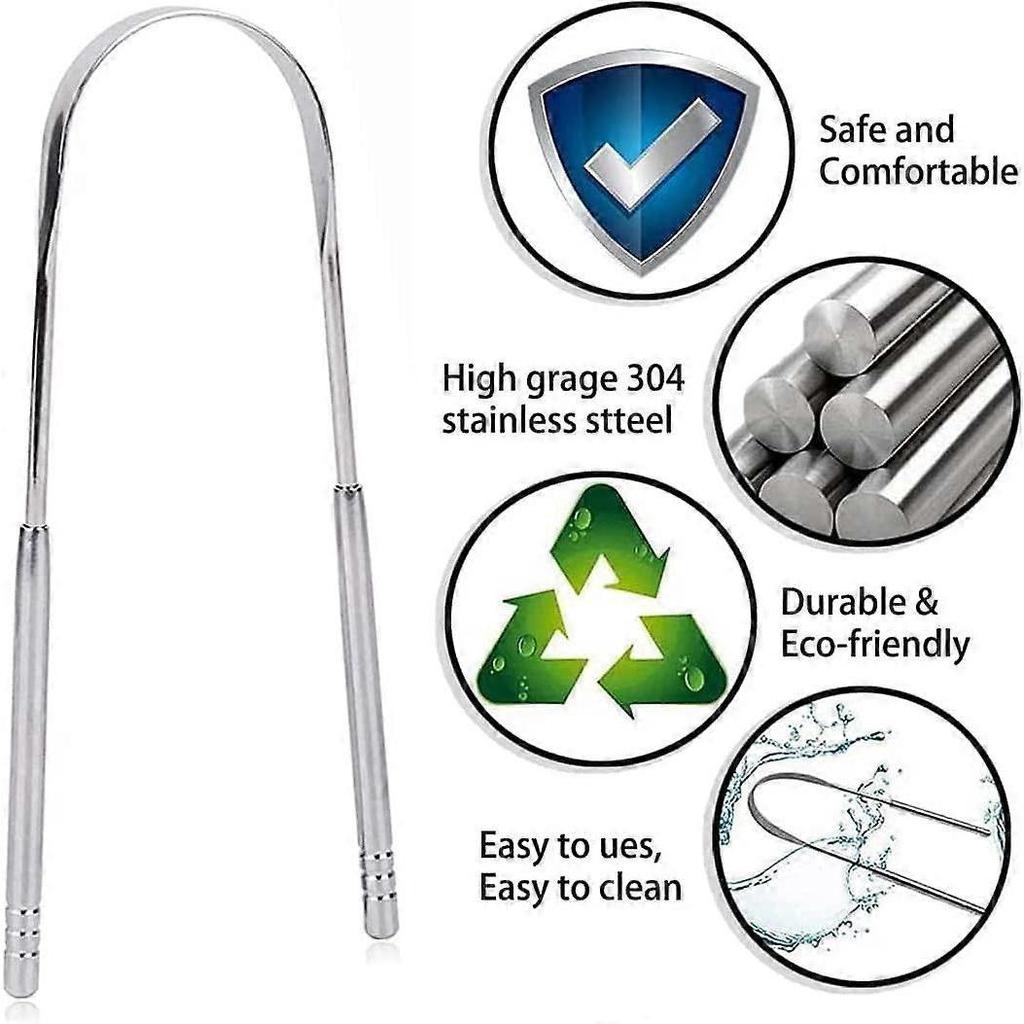 Tutuviw Tongue Cleaner Scraper, Surgical Grade Stainless Steel, Non-Synthetic Grip – Sterilizable Tongue Brush (4 Pack)