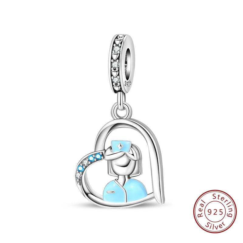925 Silve Charms Beads Doctor's Teeth Dentist Charms First Aid Kit Dangle For Bracelet Occupation Jewelry Gift
