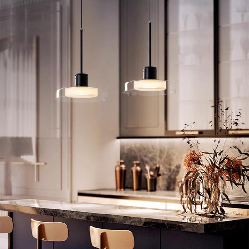 Итальянская медная простая маленькая люстра для спальни, прикроватная подвесная лампа, скандинавский дизайнерский креативный стеклянный обеденный бар, подвесной светильник