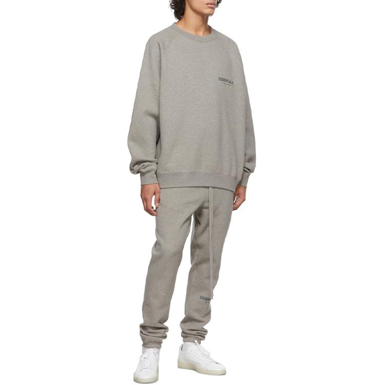 Fear of God Essentials Fleece Crewneck Sweatshirt FW21 Unisex Tops Dark-Heather-Oatmeal FOG-FW21-369