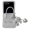 For Samsung Galaxy Z Flip7 5G Case Handbag Crocodile Texture Leather+PC Phone Cover with Bow Heart Pendant