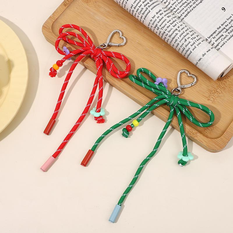 Candy-Colored Yarn Bow - Handmade DIY Craft with Charms, Durable Polyester Cord for Women's Bags, Keys, Bag Charm