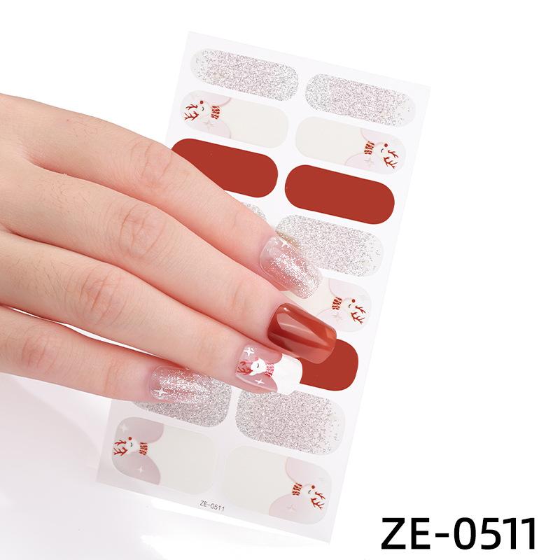 ZE Glow In Dark No-Cure Gel Nail Wraps, Full Cover Halloween Style Autumn Winter Nail Stickers, Nail Patch Films