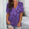 S-8XL Плюс Размер Модная женская футболка с V-образным вырезом и коротким рукавом, летняя футболка с 3D-принтом и цветочным принтом, свободные топы, несколько цветов