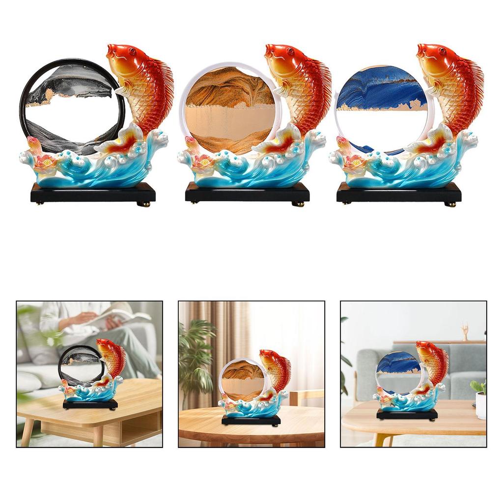 Коллекция статуй рыб кои, динамическая песчаная живопись, декоративная фигурка для стола, центральный элемент для письменного стола, камина, спальни, гостиной