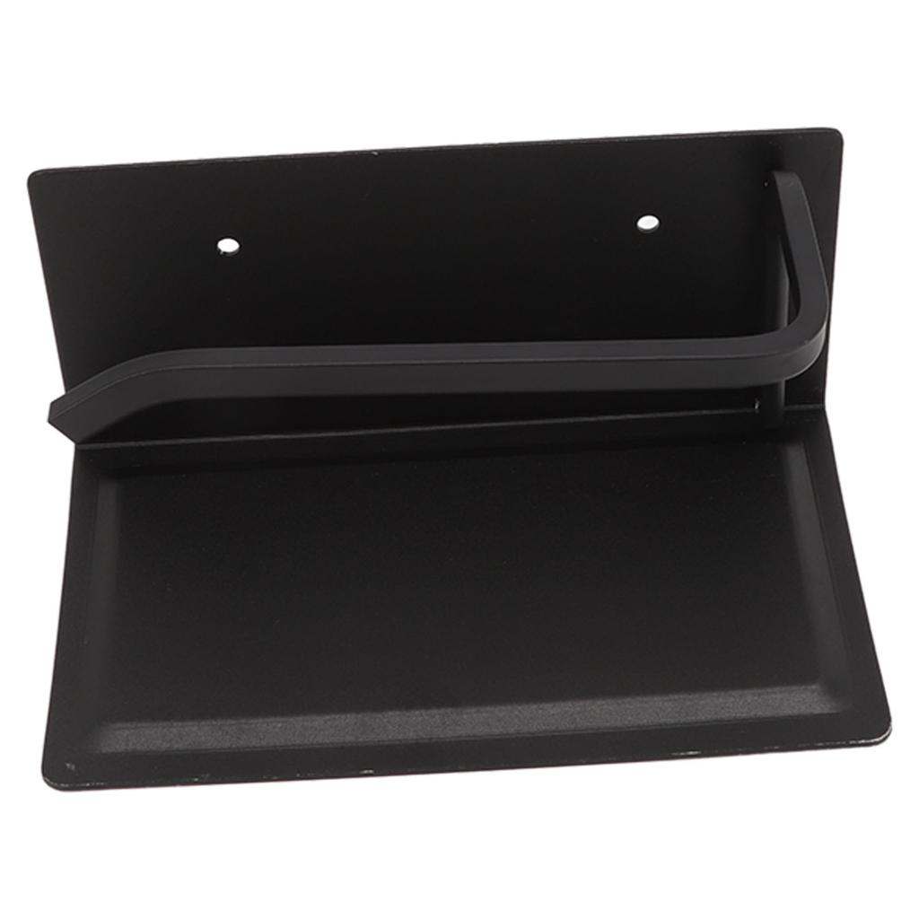 Wall Mounted Tissue Holder Toilet Tissue Bracket Bathroom Paper Roll Hanger with Phone Shelf Black