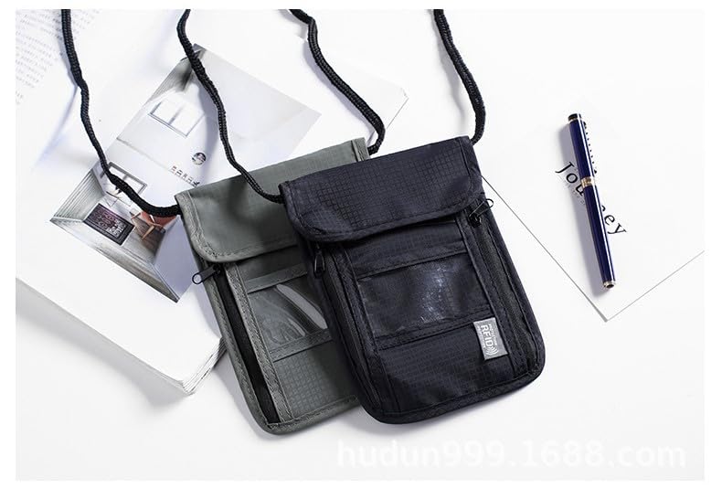 Chaiclo Passport Case with RFID Guard and Neck Pouch for Divided Storage Hanging Neck Holder with Transparent Window Security, Travel, Pockets,