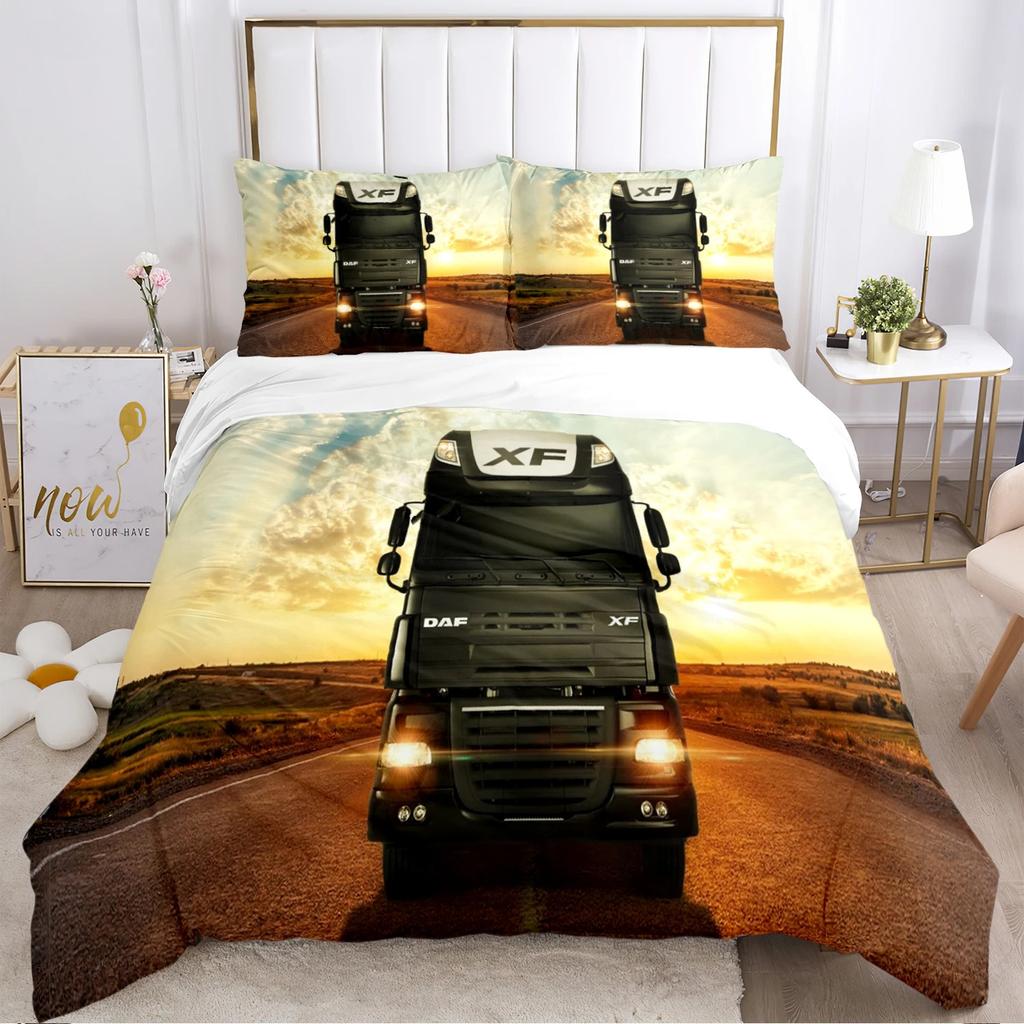 Truck Duvet Cover DAF Truck Logo Bedding set Cartoon Quilt Cover and Pillowcases for Teens Boy Single Double Queen King size