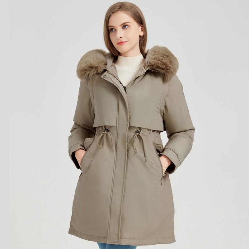 Fashion Winter Coat Female Long Parkas Hooded Detachable Sleeves Faux Fur Collar Thick Warm Women's Jackets