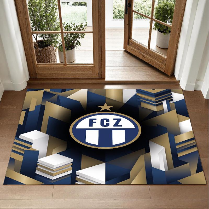 FC Zürich Design Crystal Velvet Rug Soft Decorative Mat for Bedroom Entrance
