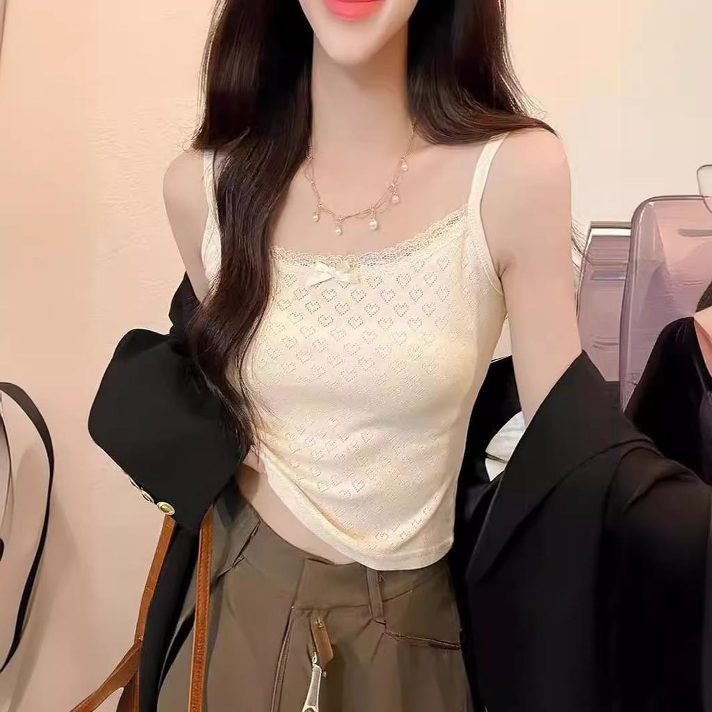 Pure Desire кружевной бант халтер топ женский носить длинный жилет внутри летний дизайн Sense of Niche Spice Girls