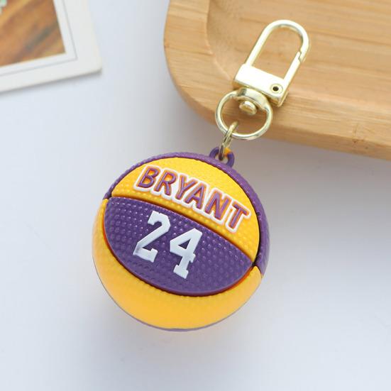 Keychain Pendant 3D Basketball Pendant Stainless Novelty Silicone Color Matching Schoolbag Shoulder Bag Decoration Pendant Keyring