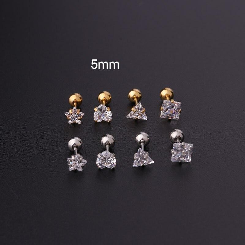 2 шт., серьги-гвоздики из нержавеющей стали 316L для пирсинга козелка, серьги-гвоздики для женщин, геометрический цирконий, кольцо для губ, ювелирные изделия для хряща