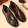 Кожаная обувь мужская 2025 осень новая шнуровка формальная мужская обувь британский стиль обувь жениха для свадьбы 2025