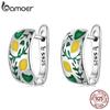 Женские серьги-пряжки BAMOER из стерлингового серебра 925 пробы с лимоном и листьями, нежные ювелирные изделия в подарок