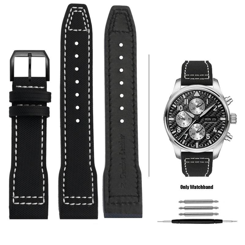 Кожано-нейлоновый ремешок для часов IWC Pilot Little Prince Mark IW388103 IW378005/003/001 Быстросъемный ремешок из коровьей кожи 20 мм 21 мм