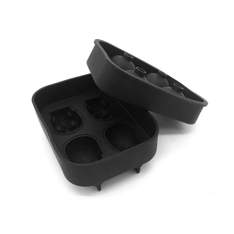 Ice Cube Tray 3D Skull Silicone Mold 4-Cavity DIY Ice Maker Household Use Cool Whiskey Wine Kitchen Tools Pudding Ice Cream Mold 6