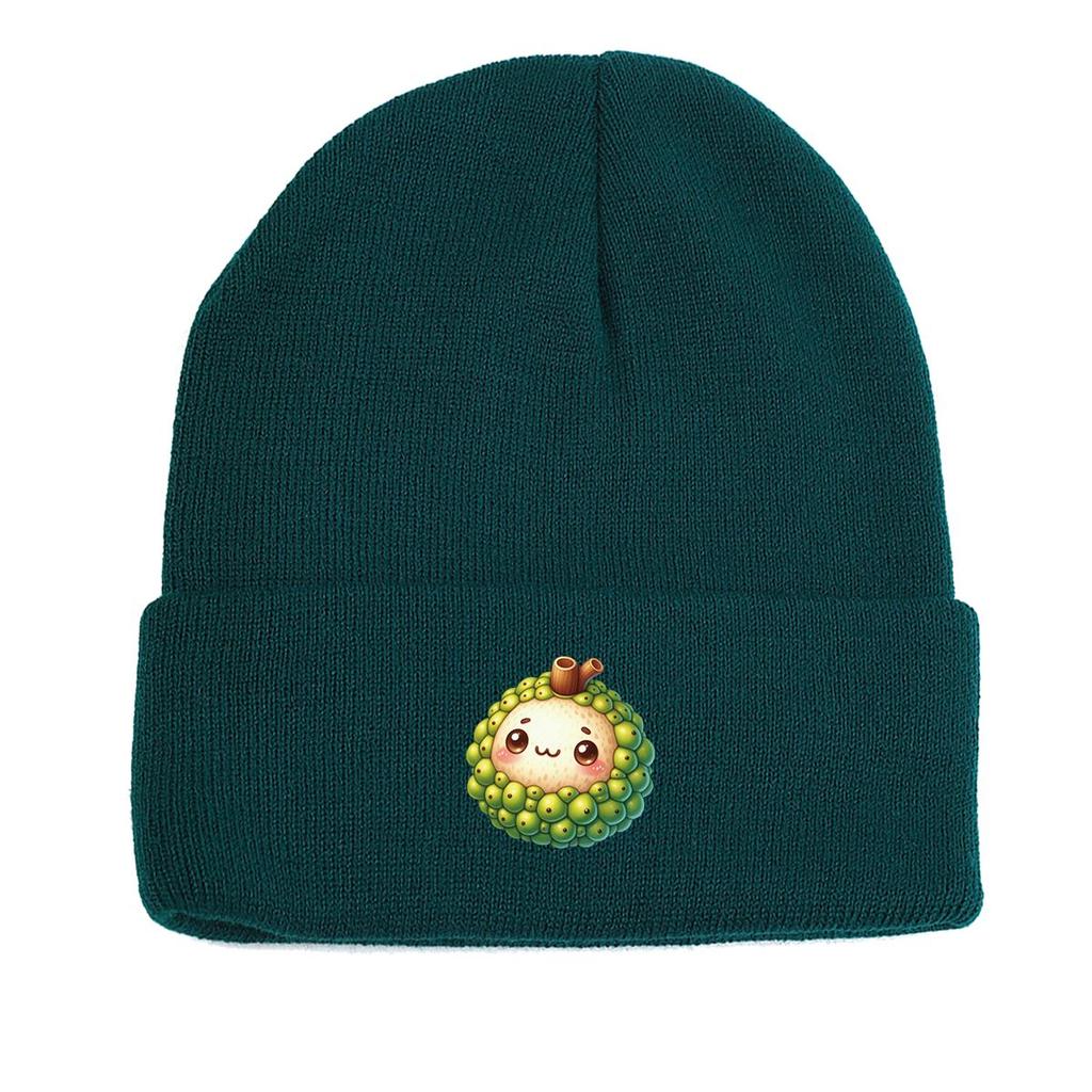 Cartoon Jackfruit Warm Knitted Cap Beanie, Fruit Woman Cap Cuff Fit Simple Headwear Knit Cap Beanie