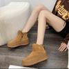 Женские зимние ботинки на толстой подошве 2024 года, новые, зимние, ретро, замшевые, модные и удобные, в иностранном стиле, пушистые, большие, хлопковые ботинки