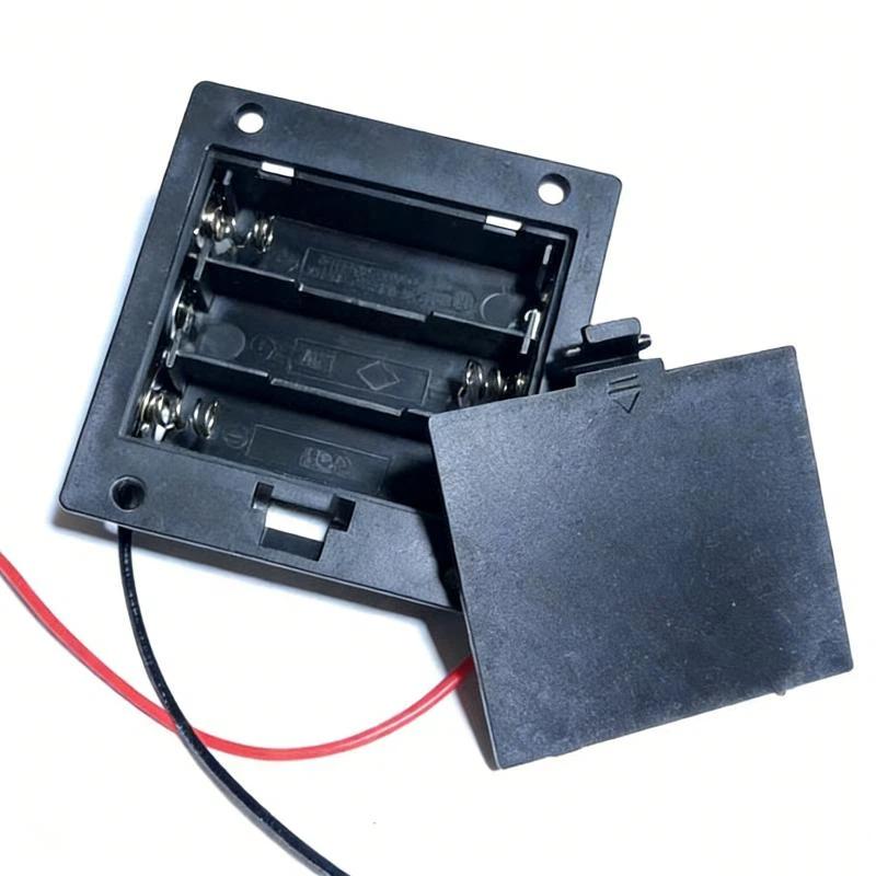 1Pcs New Batteries Plastic Shell 3X Aa Rectangular Embedded Battery Holder Storage Box Case 4.5V With Cover