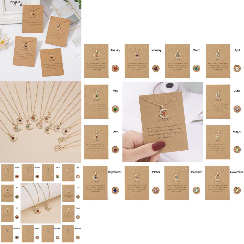 Потрясающее ожерелье-луна из 18-каратного золота с камнем по знаку зодиака, гипоаллергенный дизайн