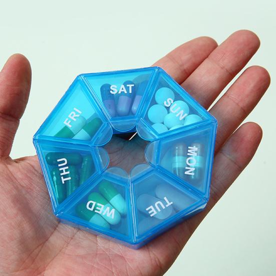 Еженедельный органайзер для таблеток с 7 отделениями, портативный дорожный футляр для таблеток, дозатор для приема лекарств один раз в день, ящик для хранения капсул