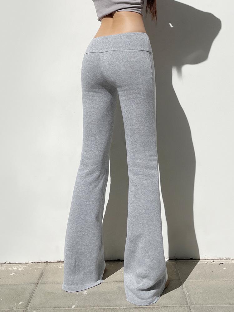 American Street High Waist Solid Color Flare Leggings: Slimming, Foldover Waist Sweatpants