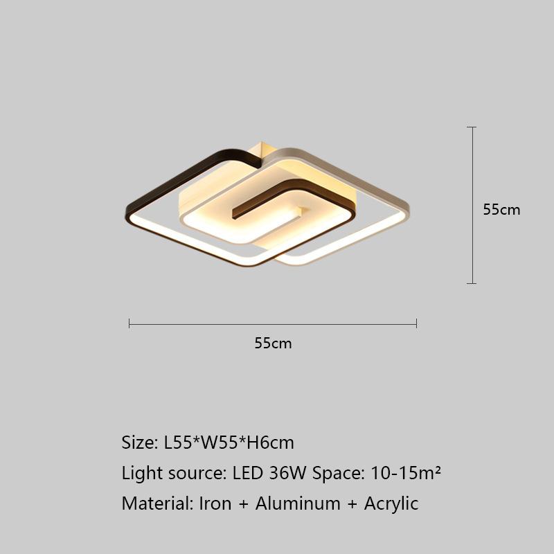 Bedroom Led Chandelier Light Black White Square Modern Ceiling Lamp Attic Living Room Dining