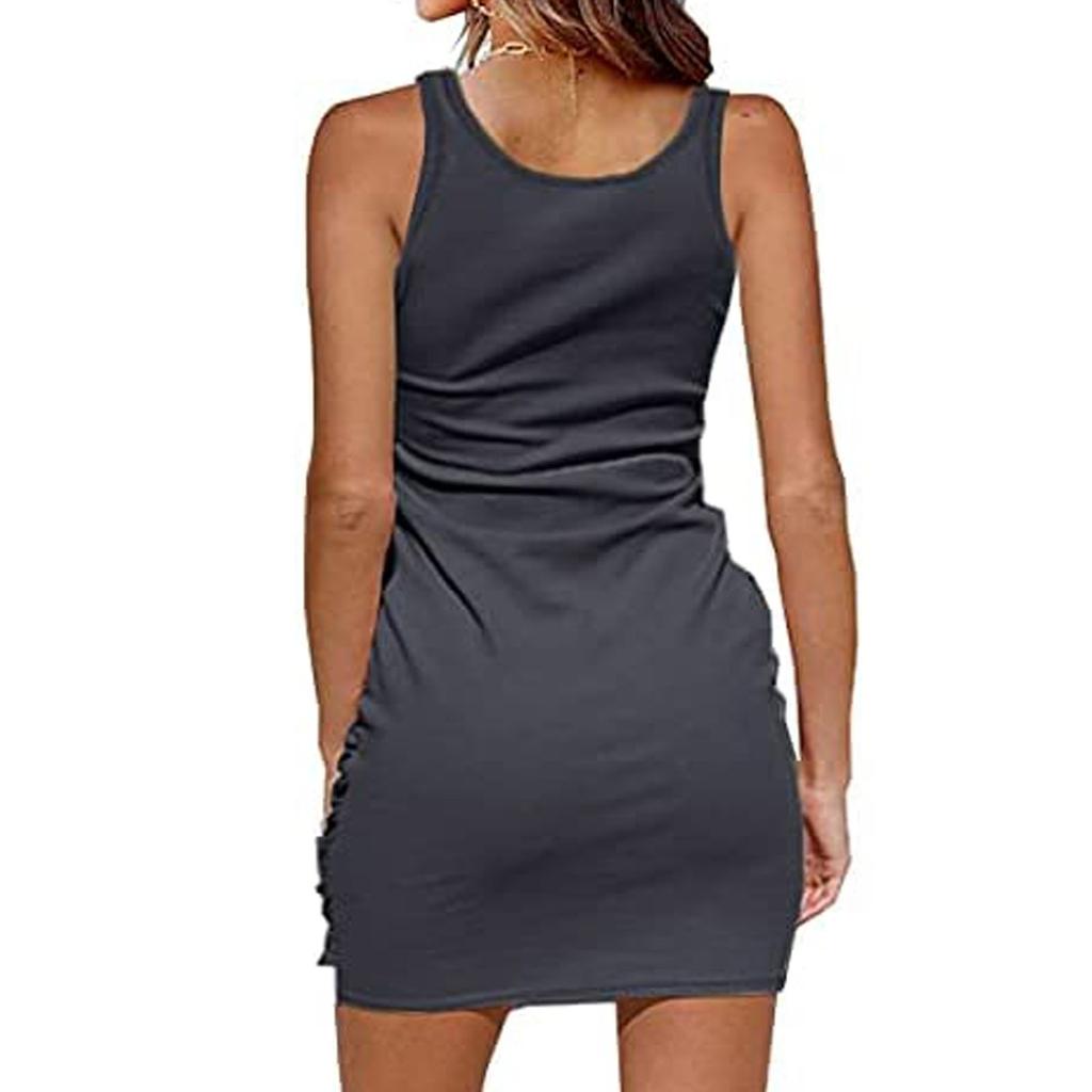 Модное женское сексуальное бандажное платье-майка в рубчик, облегающее, без рукавов
