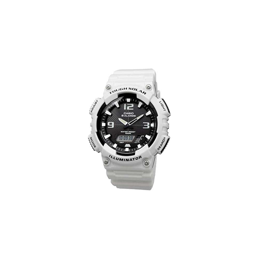 Мужские кварцевые часы Casio Tough Solar Аналогово-цифровые Серия AQ-S810 Модель Глянцевый Белый