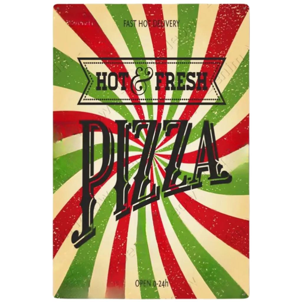 Vintage Pizza Zone Plaque Great Food Metal Sign Pub Bar Home Decoration Best Homemade Poster Italian Pizza Wall Art Plate