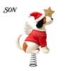 Holiday Scene Display Figurine Felt Dog Christmas Tree Topper, Plush Stuffed Angel Treetop Ornament with Puppy Decoration Santa Hat And Glitter