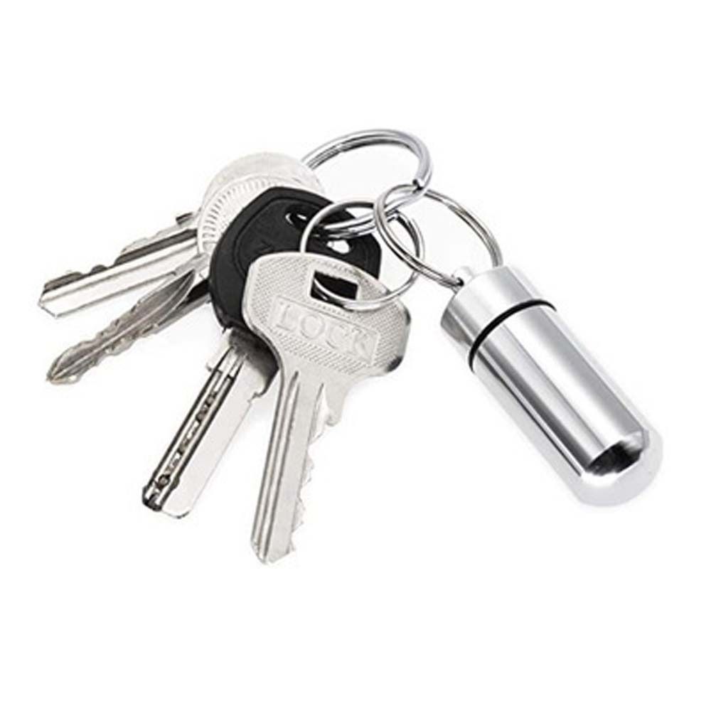 Key Small Chainring Keyring Medicine Aluminum Waterproof Safe Money Holder Pill Box Case Keychain
