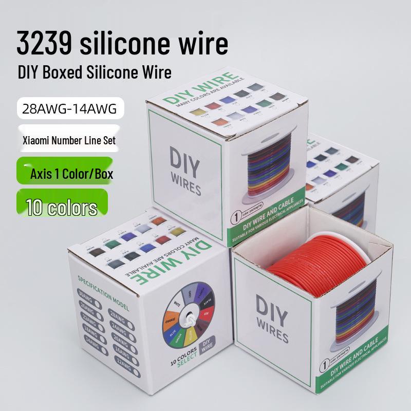 Силиконовый высокотемпературный провод 3239, 14-28 AWG, луженая медь, электронный провод, стойкий к высокому напряжению 3 кВ