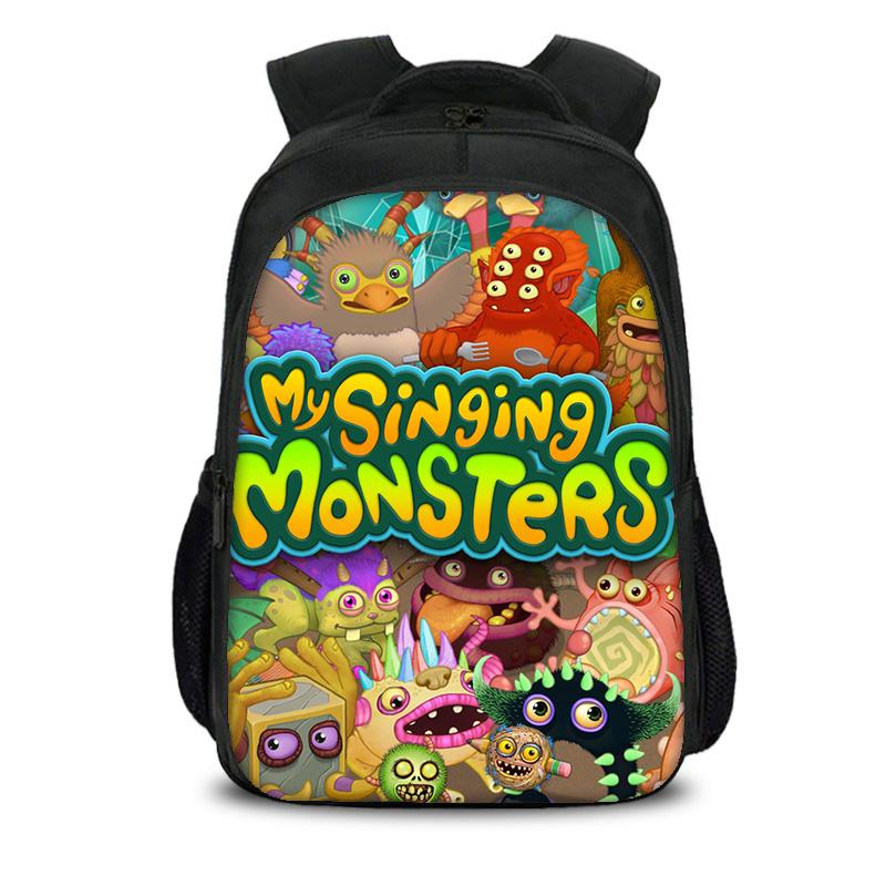 My Singing Monsters Двухслойный Рюкзак Большая Вместимость Игровой Мультяшный Принт Детский Сад Начальная Школа Мальчик или Девочка Новый Стиль