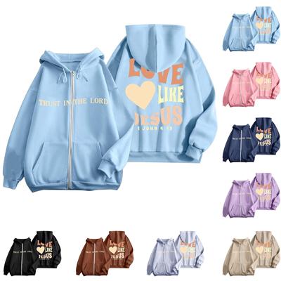 Женская модная повседневная куртка с длинными рукавами и принтом на молнии с капюшоном