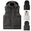 Мужская зимняя трендовая одежда, свободный толстый пуховик из хлопка с застежкой-молнией, однотонный повседневный жилет с капюшоном