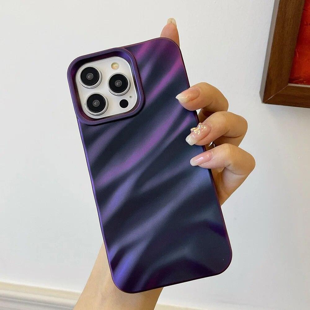 Роскошный чехол для телефона с 3D шелковым волнистым узором для iPhone 14 Pro Max, чехол для iPhone 11 12 13 15 Pro Max XR XS 7 8 Plus SE, однотонный чехол