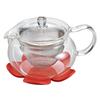 Limited-time Offer! Chacha Teapot, Round, 450ml, Campaign Set CHJMN-45T-SMR, Includes a Silicone Mat (red).