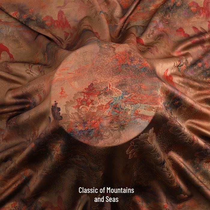 Luxurious Printed Imitation Silk Xiangyun Yarn Cheongsam Dress Fabric, Soft Chinese Tang Suit Fabric