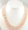 Triple Strands 7-8mm Real Australian South Sea Pink Pearl Necklace 17-19"
