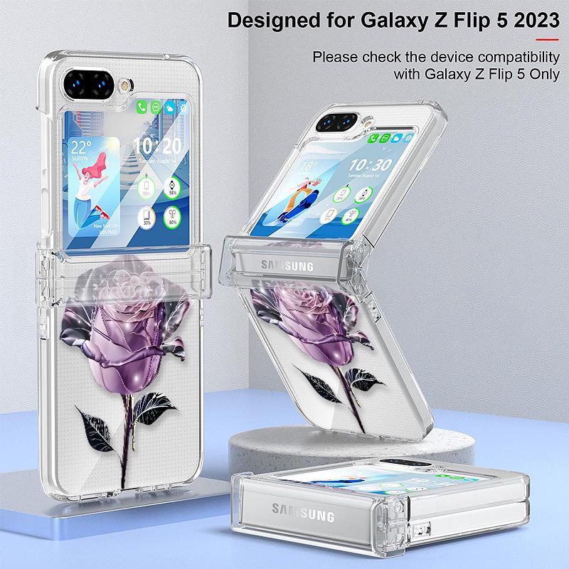 Samsung Z Flip 6 Кристально-розовый Прозрачный Складной Ударопрочный Чехол
