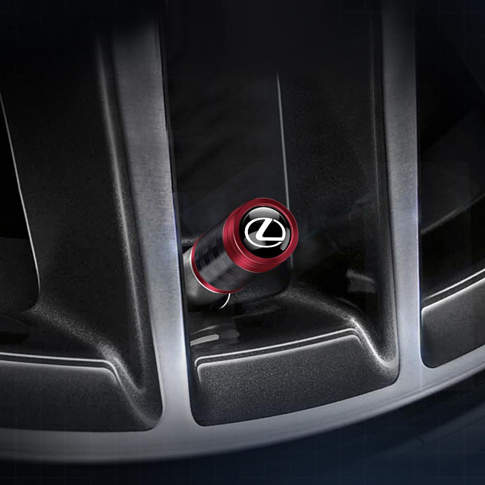 4PCS Carbon Fiber Car Wheel Tire Valve Stem Caps Metal Cover Accessorie For Lexus CT200h NX300h RX300 RX330 EX300h F Sport IS RXBW3