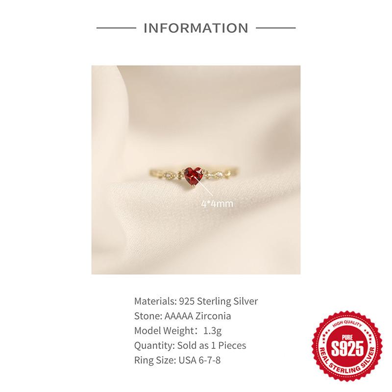 Стильное и простое женское кольцо-хвост из стерлингового серебра 925 пробы с позолотой в стиле «любовь в рубиновом стиле», элегантное, маленькое, свежее