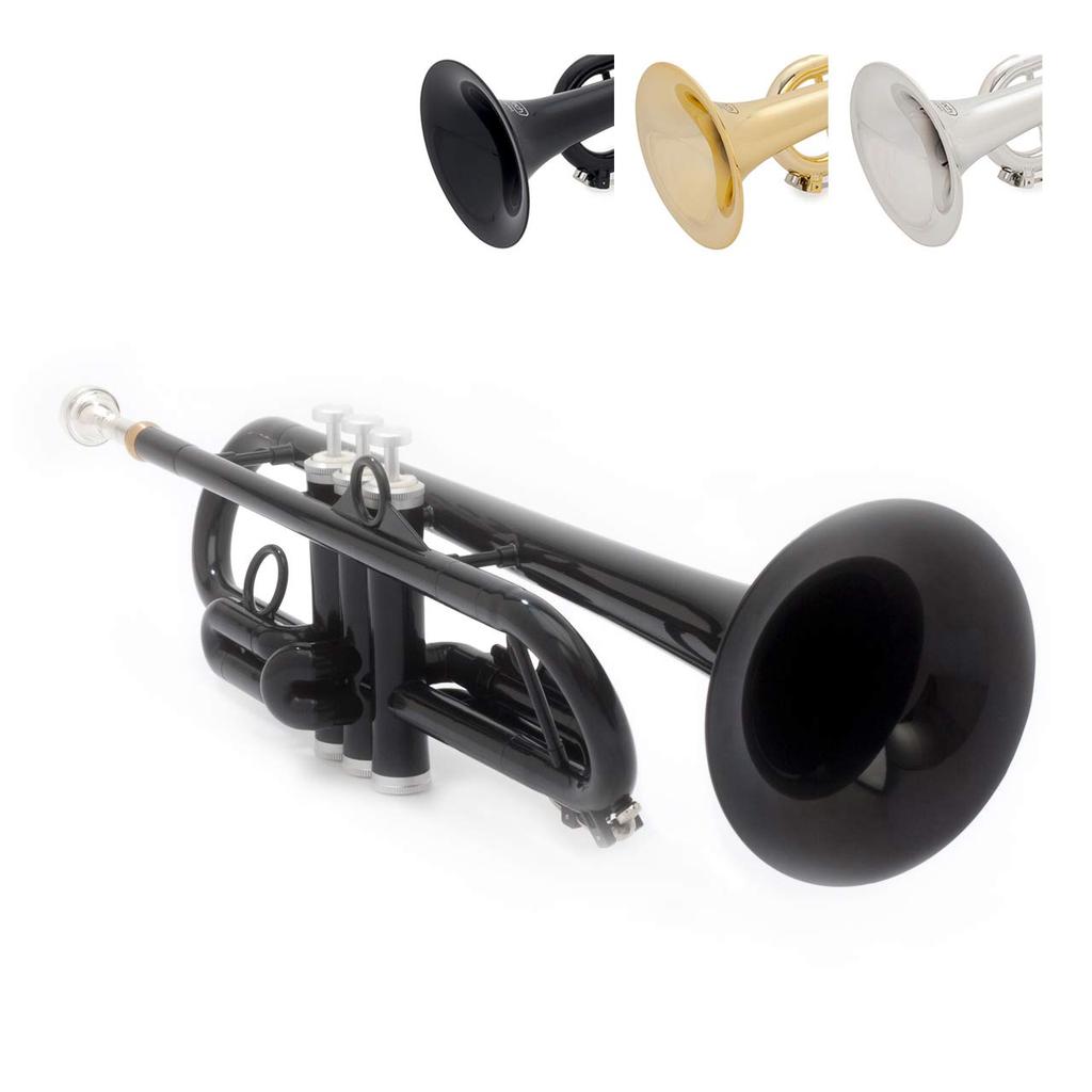 pInstruments Plastic Wind Instrument Trumpet pTrumpet hyTech Bb Key Lightweight Highly Durable ABS Antibacterial PTRUMPET1HTB Black Bag & Bio-Coated