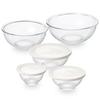 Heat-Resistant Glass Bowl Set (5-Piece Set) - White. Stackable for Storage, Leak-Resistant, Heatable Up To 350C, Microwave-Safe, and Read