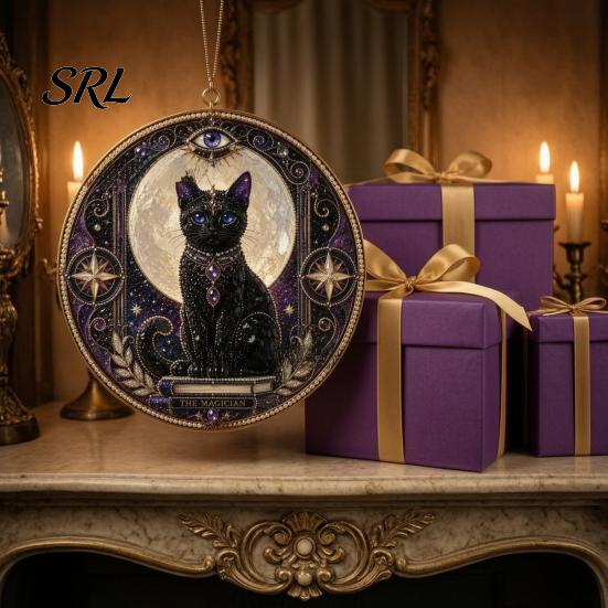 Stress Relief Hobby Black Cat Diamond Art Kits for Adults Beginners, DIY Material Package, Gift Painting Craft Set Home Wall Decor & Window